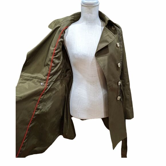 Steve Madden Women's Olive Green Double Breasted Peplum Trench Coat Size S - Picture 7 of 11